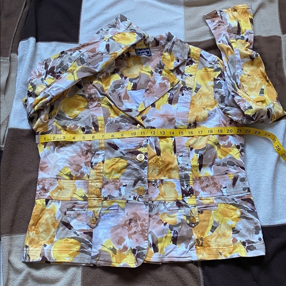 Southern Lady Yellow and Brown Floral Blazer - Picture 2 of 12